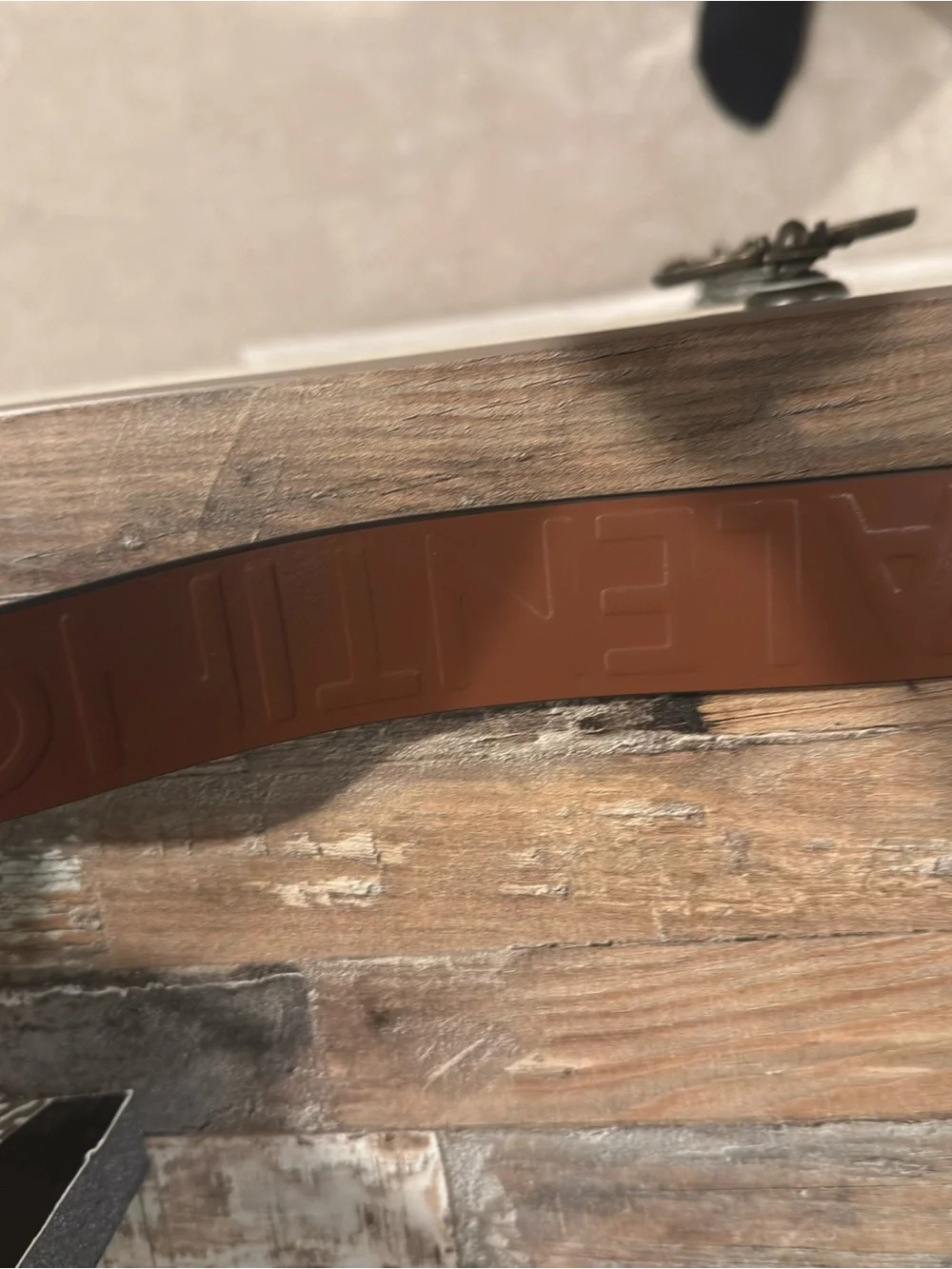 Valentino Brown Leather Belt with Gunmetal V Buckle